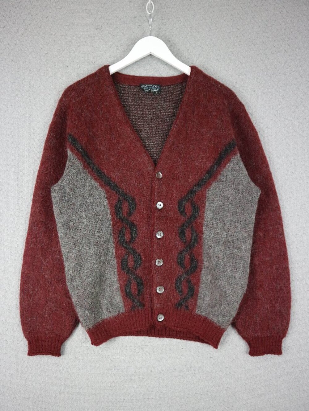 Vintage 1960s Puritan Mohair Cardigan Knit Sweater Large L Kurt Cobain USA Made